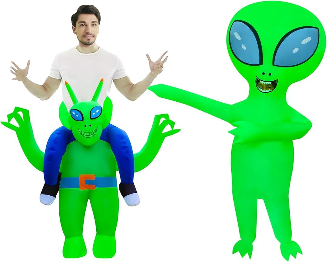 Mevintop 2 Packs Inflatable Alien Costume ET Costume Halloween Blow Up Costume Suit