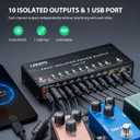 LEKATO Guitar Pedal Power Supply, True Isolated Pedal Power Supply with 10 Ports, USB Port, Short Circuit Protection, Guitar Pedal Power DC Output 9V 12V 18V for Effect Pedal