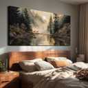 WLWBINTING Farmhouse Wall Art Large Landscape Wall Decor Deer Forest Pictures Vintage Wall Art Decorations For Living Room Bedroom Office Rustic Paintings Artwork For Wall Nature Aesthetic Home Decor