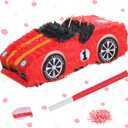 Sotiff Race Car Piata with Blindfold Bat Confetti, 16 x 5 x 7'' 3D Mexican Race Car Piata for Birthday Party Supplies, Exciting Party Games for Boy Girl Baby Shower Back to School Photo Booth Prop