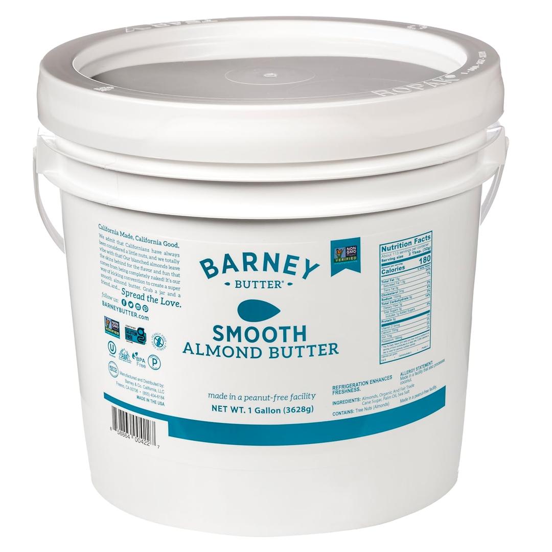 Barney Butter Almond Butter, Smooth, 1 Gallon, Skin-Free Almonds, No Stir, Non-GMO, Gluten Free, Keto, Paleo, Vegan, Best By: 11/21/2025