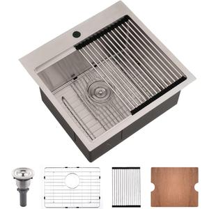 21x20 Drop In Kitchen Sink Stainless Steel Bar Sink 16 Gauge, 21"L x 20"W x 10"D