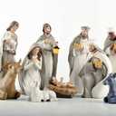 Christmas Nativity Set, Nativity Scene Includes 10 Resin Figurines-Baby Jesus, Mary, and Joseph, Perfect Ideal for Christmas Decor (Brown)