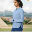 Women's UPF 50+ Sun Shirt with Hoodie SPF Long Sleeve UV Protection Clothing Lightweight Fishing Hiking Outdoor (Blue, M)