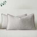 A Moment Linen Pillow Covers Set of 2,Boho Farmhouse Throw Pillowcases Neutral Textured Decorative Covers for Couch Sofa Bed, Soft Linen Blend Accent Case Cushion Home Decor 20"x12"Beige Grey