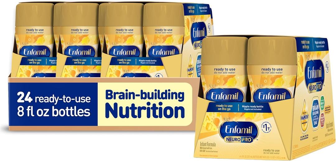 Enfamil NeuroPro Ready to Feed Baby Formula, Ready to Use, Brain and Immune Support with DHA, Iron and Prebiotics, Non-GMO, 8 Fl Oz, 6 count (Pack of 4), Total 24 bottles (EXP 01/01/27)