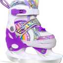 Nattork Girls Ice Skates for Kids 4 Size Adjustable Butterfly Ice Skate with Fleece Lining for Outdoor & Rink,7C-9C