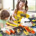Airplane Toys for Toddlers 3-5, Toy Airplane for Boys Age 4-7, Large Spray Transport Airplane Toy with 12 Construction Vehicles, Birthday Gifts for 3 4 5 6 7 8 Years Old