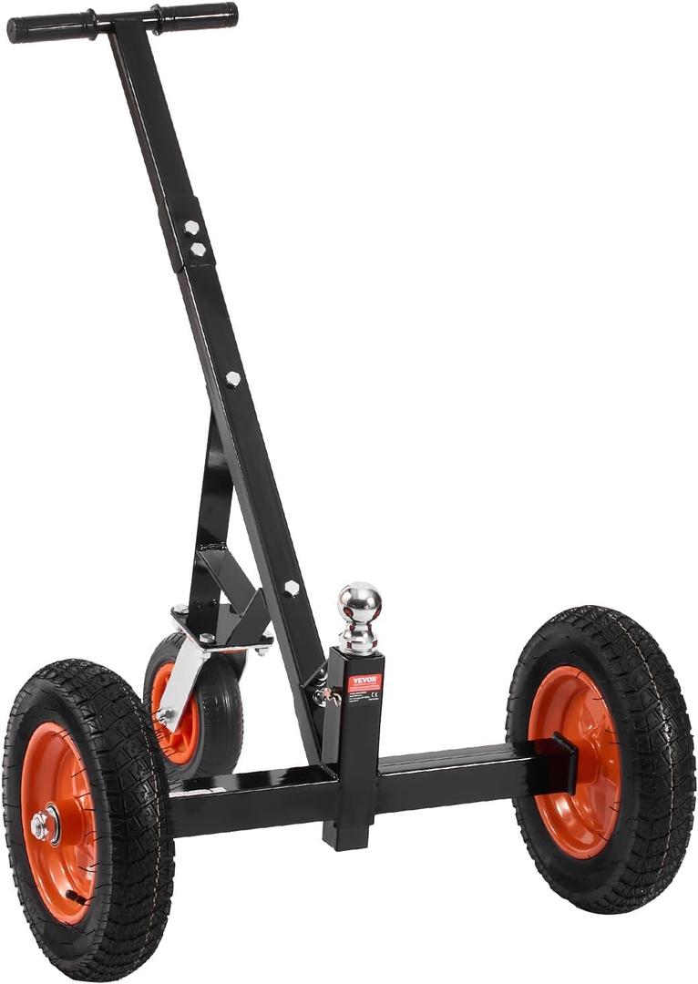 VEVOR Trailer Dolly, 1000lbs Tongue Weight Capacity, Carbon Steel Trailer Mover with 16.7 inch and 22 inch Height Adjustable Trailer Dolly, 2 inch Ball, 14 inch Pneumatic Tires, for Moving RV Trailer