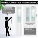 1 Pcs 8" x 36" Entry Door Glass Insert with Low-e Clear Glass 3 Lites with Grilles Between Glasses Raised Frame White Exterior Front Door Sidelite Window Inserts Replacement Kit for Home Improvement