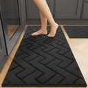 hicorfe Kitchen Runner Rugs and Mats Sets,2 Pieces Absorbent Polypropylene Non-Slip Rug,Soft Comfort Floor Mat,Machine Wash for Kitchen,Hallway,Office,Sink,Laundry(20"x48"+20"x32",Charcoal)