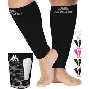 Mojo Compression Socks Footless for Women and Men 20-30mmHg - Extra Wide Plus Size Calf Sleeve - A604 (5X-Large, Black)