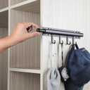 BaiNong 12 inch Valet Rod for Closets Pull Out Closet Valet Rod Slide Out Black Pull Out Clothes Hanger With 4 Hooks