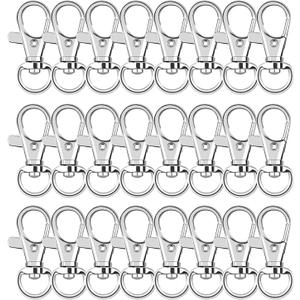 AUGSUN Metal Swivel Clasps Lanyard Snap Hook - 120pcs Lobster Claw Clasp for Keychain Crafts (Silver)