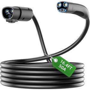 Otytkgo Extension Cable for Tesla with NACS Plug, Compatible with Model Y/X/3/S, 16.4ft 240V Up to 50A EV Extension Cord for Level 1 & 2 Charging with Mobile and Wall Connectors