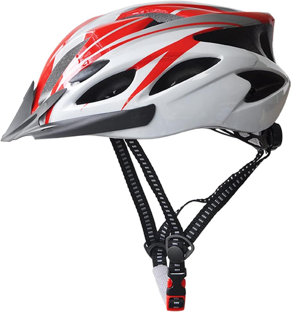 UPANBIKE Adult Bike Helmet - One-Piece Adjustable Safety Protection for Mountain & Road Bikes (Red+White)