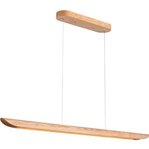 55" Wood Linear Pendant Light, Dimmable Kitchen Island Light with Remote, 40W LED Island Lights for Kitchen, Adjustable Linear Chandelier for Dinning Room Light Fixture, Bar, Pool Table Light Natural, 55IN