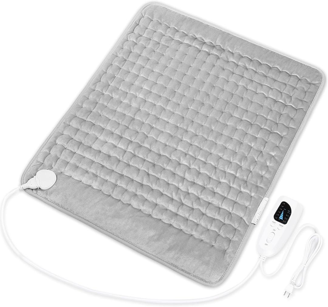 Deepsoon Heating Pad,Electric Heating Pads for Back,Neck,Abdomen,Moist Heating Pad for Shoulder,Knee,Arms,Legs,Dry/Moist Heat & Auto Shut Off,Christmas Gifts for Men and Women, Light Gray, 24x20 Inch