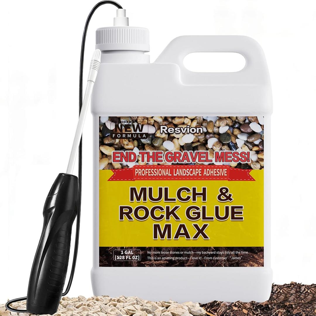 Rock Glue For Landscaping With Electric Sprayer 1 Gal Ready-to-Use Mulch Glue,Gravel Glue 100% Permeable,Pet-Safe Adhesive for Stones & Pebbles,Suitable for Outdoor Landscape,Walkways & Patios