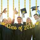 2 x Gold Glitter Class of 2026 Banner Class of 2026 Graduation Decorations, 2026 Graduation Banner Class of 2026 Sign for College 2026 Graduation Party Decorations Gold