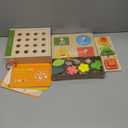 Tiny Land Montessori Toy Set for Babies 18-24 Months Investigator Play Kit- 4-in-1 Wooden Learning Toys with Color Sorting, Lacing Beads, Shape Matching, and Seasons Puzzles