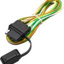MECMO 4 Pin Vehicle Side Trailer Wiring Harness 49 Inch, 16AWG 4 Prong Trailer Light Plug Socket with Dust Cover, Truck 4 Way Flat Trailer Connector Female 4 Wire Replacement Trailer Hitch Wiring 4ft
