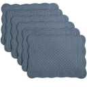 HOMBYS Quilted Placemats Set of 6 Washable-13x18 inches Rectangular Placemats for Kitchen Table-100% Cotton Fabric Rectangular Table Mats, (Blue)