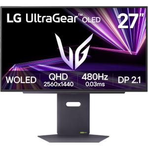 LG 27GX790A-B 27-inch Ultragear OLED Gaming Monitor QHD 1440p 480Hz, 0.03ms, DisplayPort 2.1, True Black 400, NVIDIA G-Sync, AMD FreeSync Premium Pro, HDMI, USB, Tilt/Height/Swivel/Pivot Stand, Black