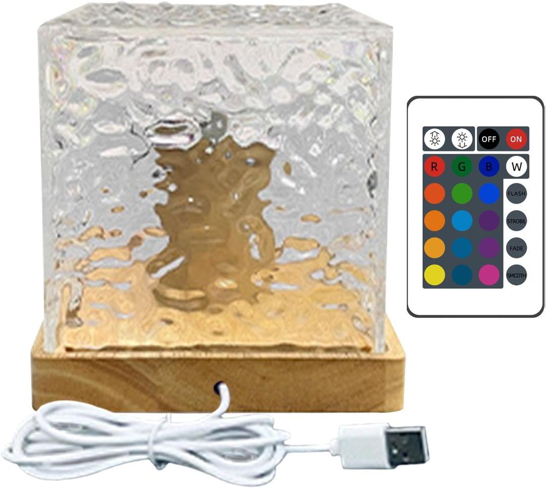 Color Changing Night Light, Water Ripple RGB Light, 16 Color Creative Bedside Ambient Light and 4 Modes, for Bathroom, Hallway, Bedroom,Kids Room,Stairway