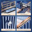 Makeup Organizer Blue - Tempered Glass Vanity Organizer for Cosmetics, Skincare, Hair Tools, Brushes, Perfume - Multipurpose Bathroom Counter Skincare Organizer