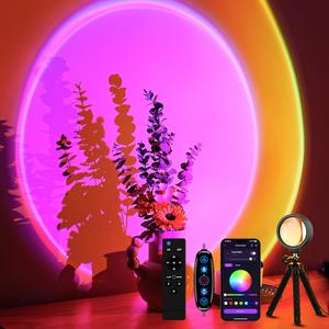 XEBKOR Sunset Projection Lamp with Remote/APP Control,Multi-Color LED Sunset Light Night Light,360 Degree Rotation Sunset Lamp for Photography/Party/Room Decor,Gifts for Christmas,Thanksgiving Day