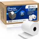 3 1/8 x 230 Thermal POS Rolls for Epson Printers, BPA Free Thermal Printing Compatible with TM-T88 TM-T70 TM-T80 TM-T85 TM-H6000 T90 Series, Credit Card Machine & POS Printer Supplies, Pack of 24