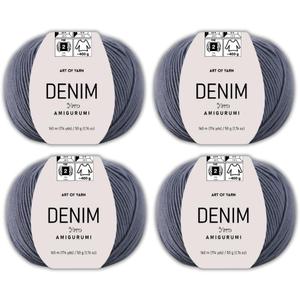 Denim 55% Cotton,45% Poliacrylic, 4 Skeins Total 200gr (7,055 oz),640m (699 yds),Soft & Smooth Yarn Sport Fine(2) for Crocheting, Knitting, Amigurumi, Baby Blankets, Baby Garments 99968