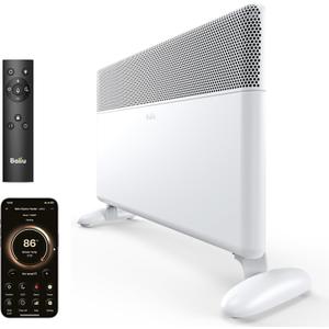 Ballu Convection Panel Space Heater for Large Room,1500W Electric Heater with Programmable Thermostat,WiFi App Control,Standing or Wall Mount,Smart Quiet Heater for Indoor Use,Works with Alexa,White