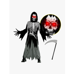 Morph Kids Light Up Grim Reaper Costume - Scary Halloween Outfit with Grim Reaper Scythe for Kids
