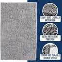 Muddy Mat Chenille Bathroom Rugs Quick Dry Microfiber Mats Non Slip Washable, Extra Thick, Soft and Highly Absorbent Bath Mats for Bathroom, Kitchen, and Shower Floor - Grey Large 35"X24"