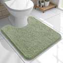 OLANLY Toilet Rugs U-Shaped 20x20, Extra Soft Absorbent Chenille Contour Bathroom Rugs for Toilet, Dry Quickly, Machine Washable, Non-Slip Bath Mat, Sage Green