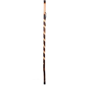 FOREST PILOT Handcrafted Nature Wood Hiking Stick 55 Inches Long - with Hand Strap and Rubber Tip Cover - Transparent Waterproof Painting Coating (Black, M)