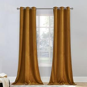 StangH Mustard Gold Curtains for Living Room Super Soft Thick Velvet Light Blocking Noise Reducing Panels for Doorway Dividers/Dining Room/Closet, W42 x L96, 2 Panels
