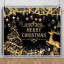 10x10ft Merry Christmas Backdrop Black and Golden Christmas Backdrops for Photography Background Abstract Glitter Luxurious Xmas Theme Holiday Party Decorations Photo Booth Props Portrait Photoshoot (Grey)