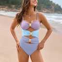 SALENT Womens One Piece Swimsuits 2025 Cutout Colorblock Swimwear Sexy Ruched Bathing Suits (S)