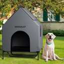 Nidouillet 48" Large Dog House for Outdoor or Indoor, Weatherproof 600D PVC Large Dog House with 8.5" H Textilene Elevated Dog Bed Breathable, Easy to Clean, Dog House Max 200lbs
