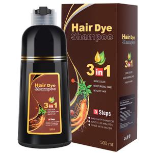 cosmpro Brown Hair Dye Shampoo for Gray Hair Coverage Hair Color Shampoo Herbal Hair Dye Shampoo 3 in 1 for Men and Women, Instant Color Shampoo Hair Shampoo Champu Con Tinte Para Canas (Brown)