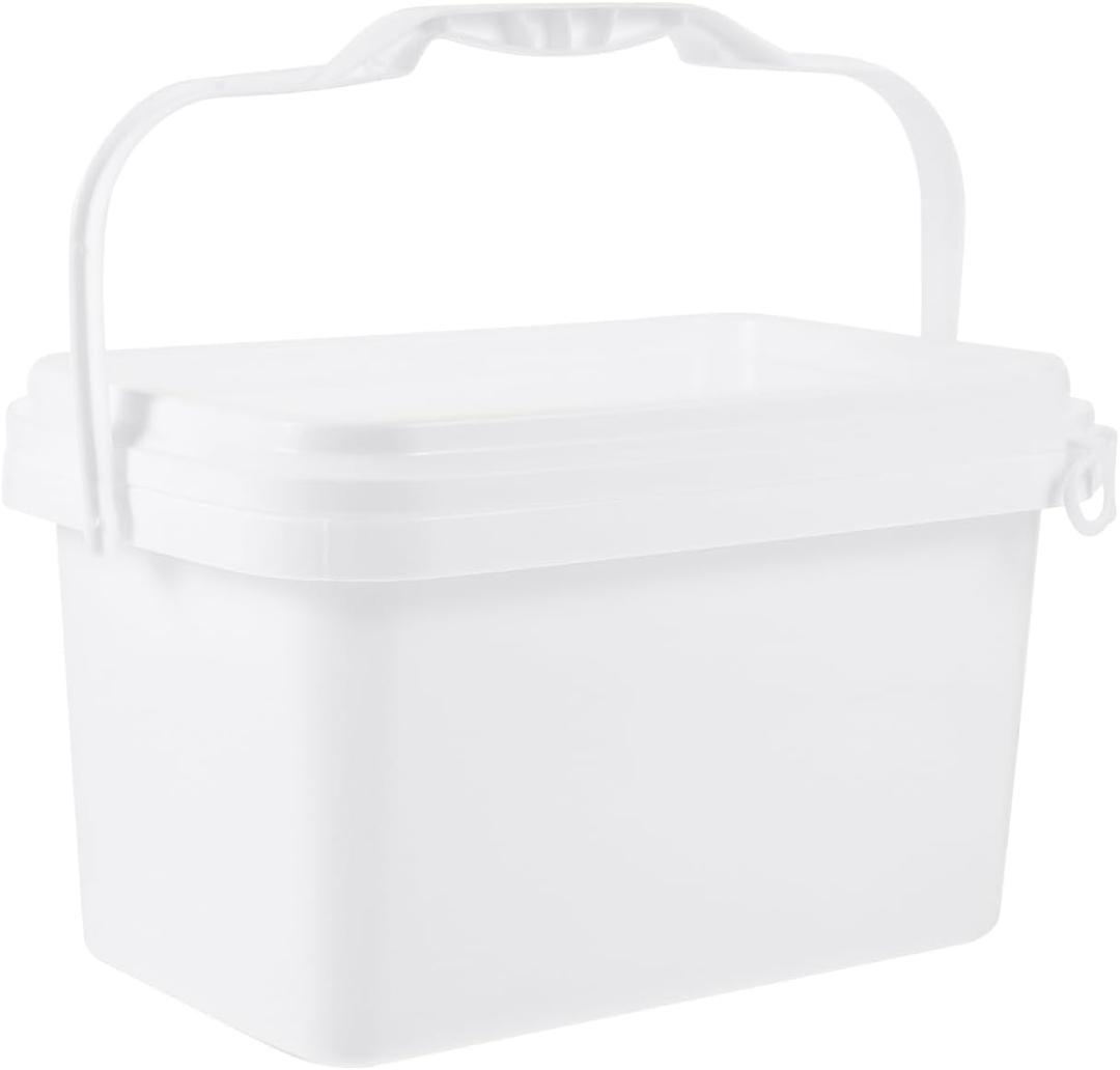 Luxshiny Paint Bucket with Lid 2 Gallon Square Container Large Capacity White Plastic Storage Bucket with Handle Wide Mouth for Easy Pouring Sealed Cover for Home Paint and Chemical Storage