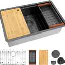 27 Inch Workstation Black Kitchen Sink, 16 Gauge Undermount Sink, 27"x19"x9"