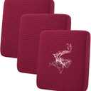 hyha Waterproof Couch Cushion Covers for Pets, Non Slip Sofa Seat Cover for Dogs Washable, Soft Thick Stretch Jacquard Fabric, Sofa Slipcovers with Elastic Bottom (3 Pieces, Wine Red)