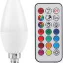 Color Changing RGB LED Light Bulbs, 3W Smart Bulbs with 12 Colors 2 Modes Remote Control, E27 E14 E12 B22 Candle Warmer Bulbs for Small Light Fixtures