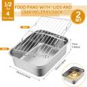 Teenyyou Stainless Steel Food Container with Lid Rack Roasting Baking Pan Cake Pan with Lid and Rack Half Size Summer Hotel Fruit Storage Container for Freezer Kitchen Restaurant, 32 x 26 cm(3.9 Inch)