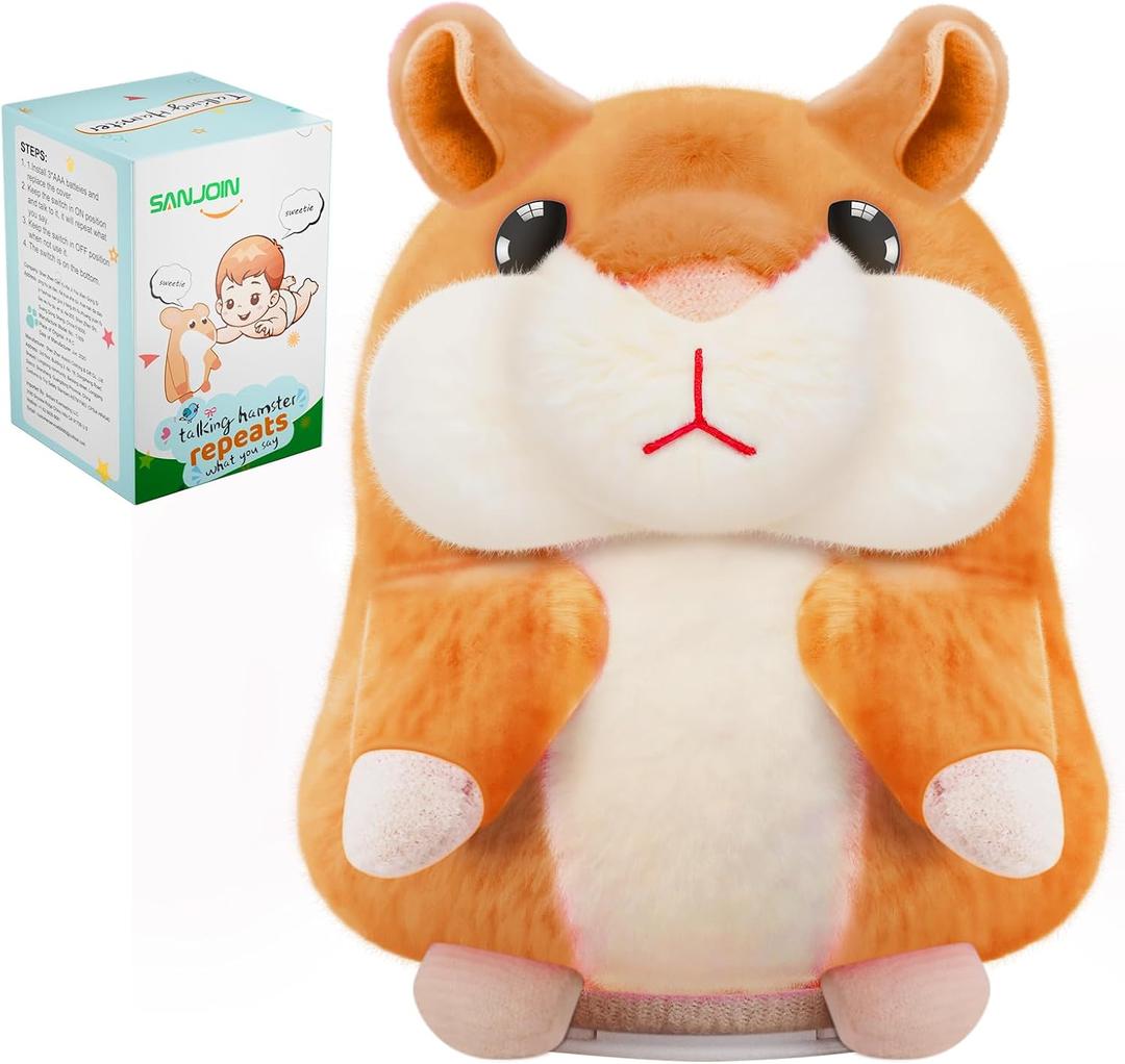 SANJOIN Kids Toddler Toys for Ages 2-4, Talking Hamster Repeats What You Say for Boys Girls, Interactive Plush Repeating Toy Gifts for 2 3 4 5 6 8 Year Old Boy Girl Birthday Gift (Brown)