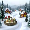 Lightahead Musical Christmas Cardinal Nest Village Carol Singing Scene Figurine with Turning Tree, Light and 8 Melodies